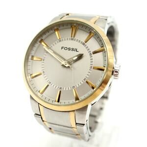 Fossil Mens Jumbo 48mm Two Tone Dress Watch Stainless Steel FS4405 w New Battery